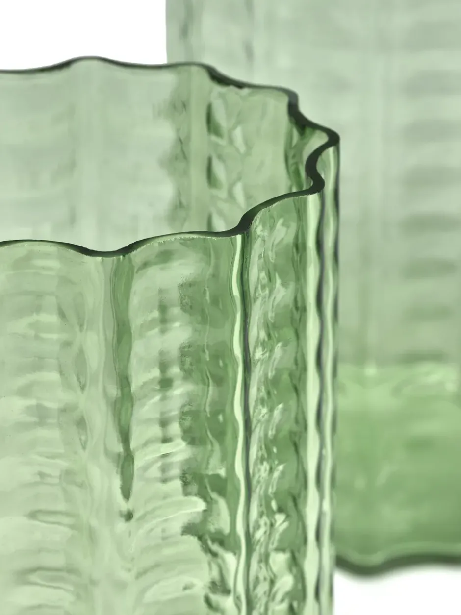Waves 03 vas 35 cm, Green-clear