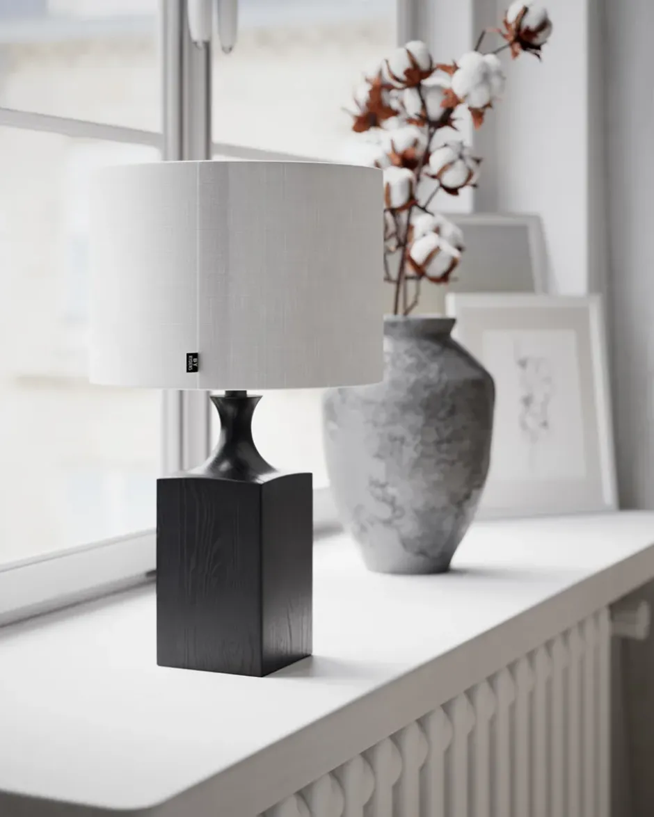 Woody bordslampa 41 cm, Svart-vit
